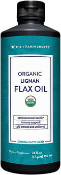 The Vitamin Shoppe Organic High Lignan Flax Oil Essential Fatty Acids That Supports Cardiovascular &amp Immune Health(24 Fluid Ounces Liquid)