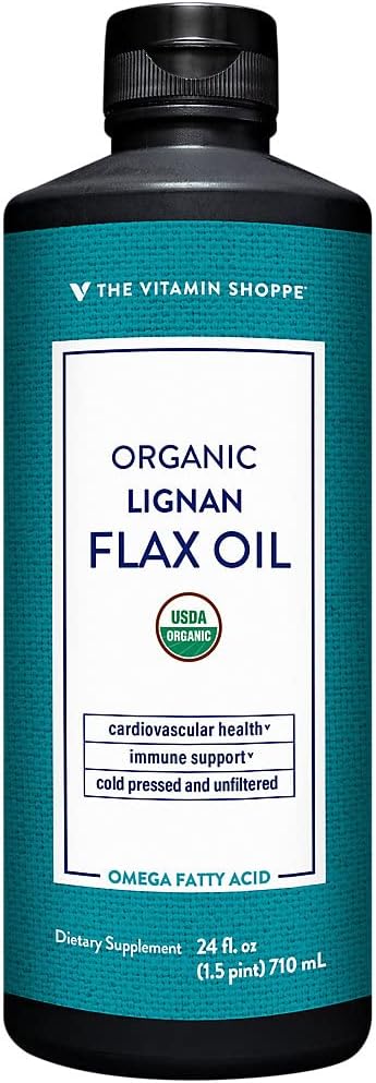 The Vitamin Shoppe Organic High Lignan Flax Oil Essential Fatty Acids That Supports Cardiovascular &amp Immune Health(24 Fluid Ounces Liquid)