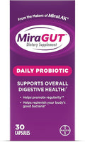 from The Makers of MiraLAX MiraGUT Daily Probiotic Probiotics for Digestive Health Gluten-Free Supplement Probiotic for Women and Men Support Overall Digestive Health 30 Ct