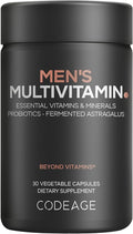 Codeage Men's Multivitamin - Daily Vitamins for Men with Vitamin A C D3 E B12 Magnesium Zinc Iron Chromium Probiotics Astragalus &amp More - 1 Capsule Per Serving - 30 Capsules