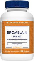 The Vitamin Shoppe Bromelain 500mg 600 GDU - Protein Digestion &amp Absorption | Pineapple Enzyme | 300 Capsules | Digestive Support