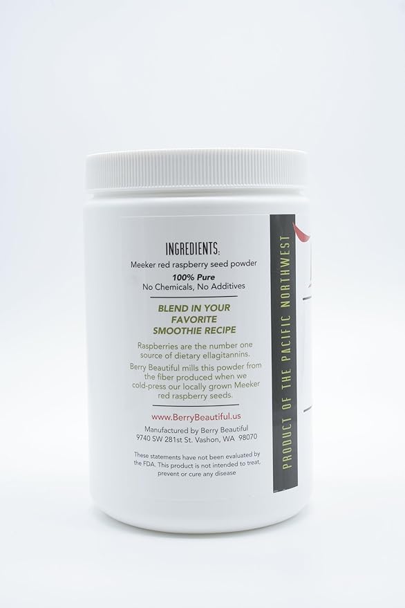 Berry Beautiful Meeker Red Raspberry Seed Powder - Natural Source of Ellagic Acid and Fiber - Locally Milled from US-Grown Raspberry Seeds - 1 lb / 454 g