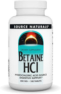 Source Naturals - Betaine HCl Hydrochloric Acid Source 650 mg. - 180 Tablets