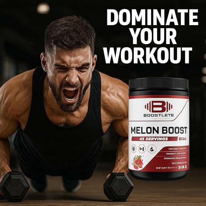 Melon Boost BCAA – Watermelon Flavor – 45 Servings – Muscle Recovery &amp Strength Support – Glutamine &amp BCAA 2:1:1 Supplement – Dietary Powder for Fitness &amp Workout