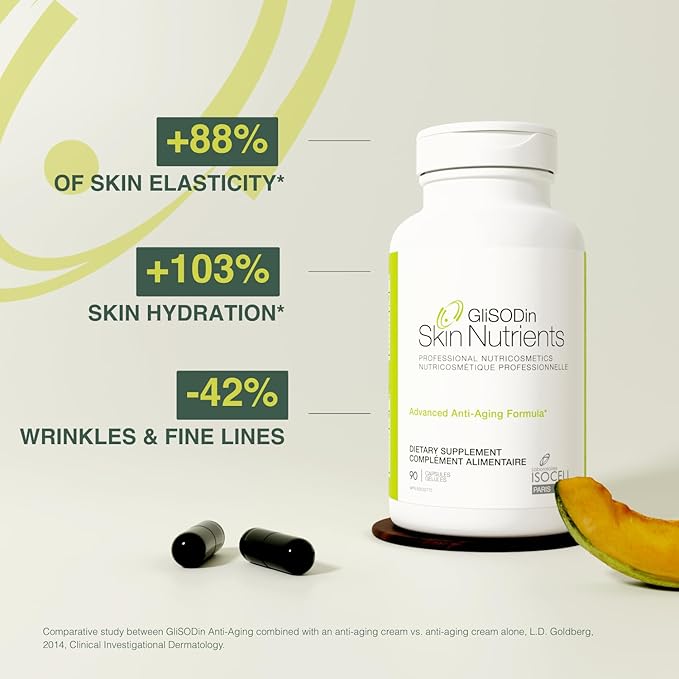 GliSODin Anti-Aging – Skin Supplements Based on GliSODin® and moisturizing Ingredients - Clinically Proven to Help Achieve More Radiant Skin and to Improve The Appearance of Wrinkles - 90 Capsules