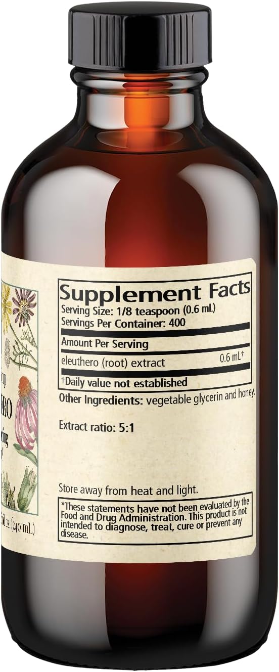 Wise Woman Herbals – Eleuthero Botanical Syrup (formerly Solid Extract) - 8 oz - Adrenal Health Daily Support Promotes Mental Endurance and Healthy Energy Levels Aid Temporary Stress Balanced Mood a