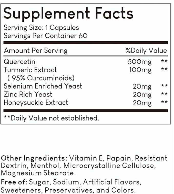 Morn Aroma Quercetin and Turmeric Extract Supplement - 60 Count