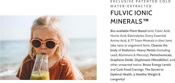 Optimally Organic Water Extracted Fulvic Ionic Minerals X100-2 Month Supply - Patented BioActive Ionic Fulvic Acid - Humic Acid - 77 Trace Minerals - Every Essential Amino Acid - Electrolytes