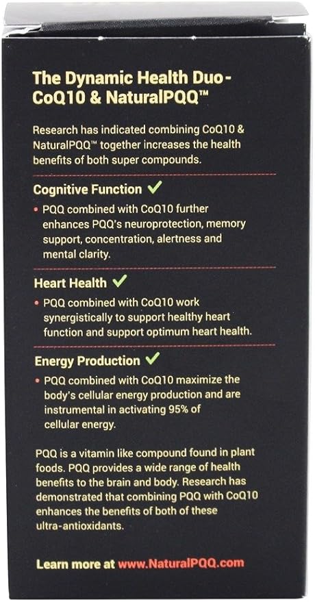 CoQ10 QQ - CoQ10 Plus Natural PQQ (2 Bottles - 60 Vegetarian Softgels)