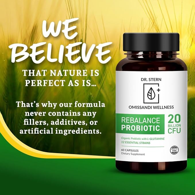 OMISSANDI-WELLNESS Rebalance Probiotic Supplement - Dr. Ian Stern Formulated - for Superior Digestion &amp Immunity - W/ Organic Prebiotic &amp L-Glutamine - 20 Billion CFU - 60 Caps