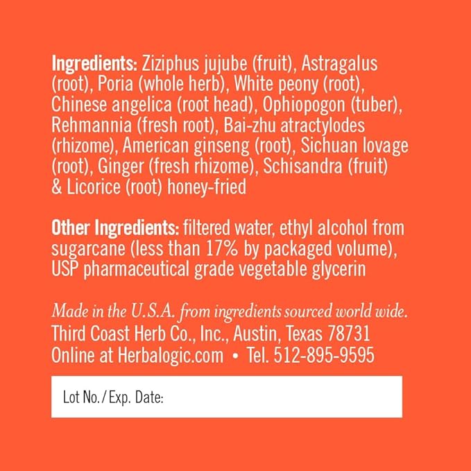 Herbalogic - Peak Power Liquid Herb Drops - Stimulant-Free Natural Energy Formula to Combat Adrenal Fatigue &amp Improve Physical Stamina - Contains American Ginseng &amp Astragalus - 4 Fl. Oz.