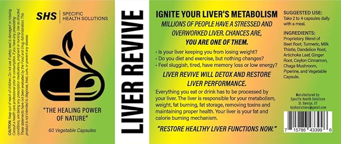 HEALTH AND MED.COM SHS Liver Revive – Daily Herbal Liver Support Supplement – 200mg 60 Vegetarian Capsules