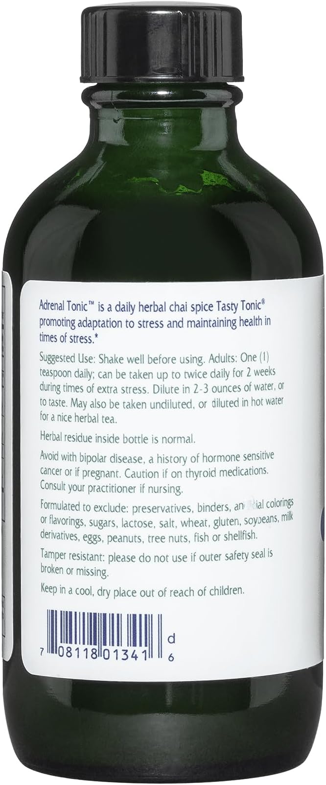 Vitanica Adrenal Tonic Adrenal Supplement &amp Support Alcohol Free Vegan/Vegetarian Chai Spice Flavor 4 Ounce