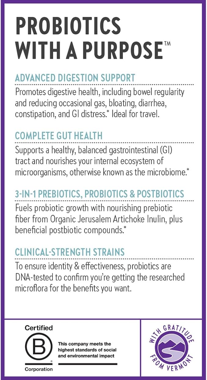 New Chapter All-Flora Probiotic for Advanced Digestion &amp Complete Gut Health with Prebiotics + Postbiotics Clinical-Strength Strains 100% Vegetarian Non-GMO Shelf Stable - 60 ct (2 Month Suppl