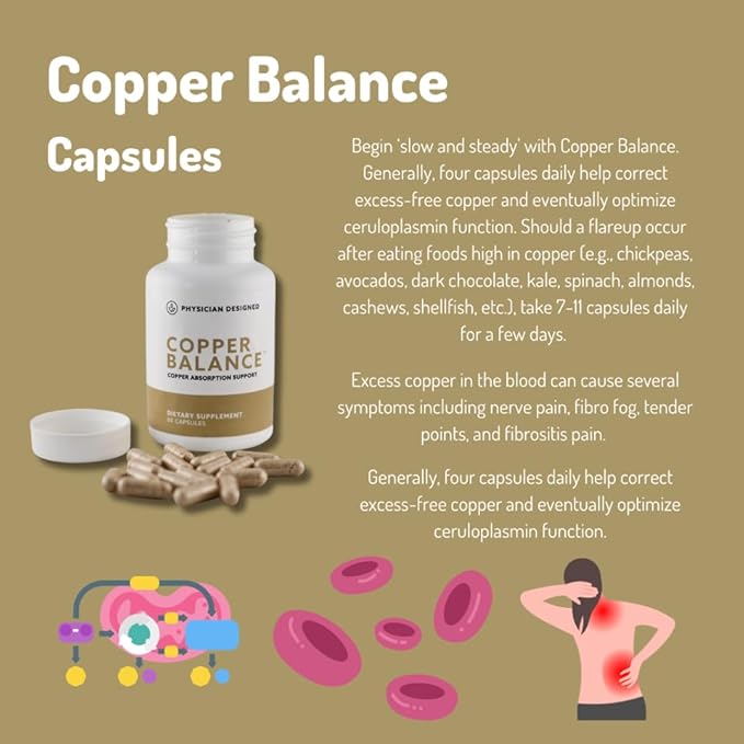 PD VARS Physician Designed Copper Balance Supplement - Fibromyalgia Support Reduced Nerve Pain Fibro Fog 9 Essential Immune Boosting Vitamins 60 Capsules
