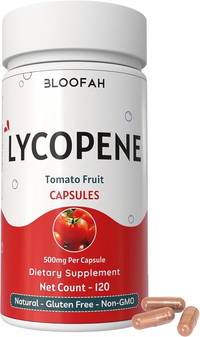 Lycopene Supplement Capsules 500mg – Tomato Fruit Powder with Natural Lycopene for Antioxidant &amp Daily Wellness Support | Gluten Free Non-GMO (120 Count (Pack of 1))