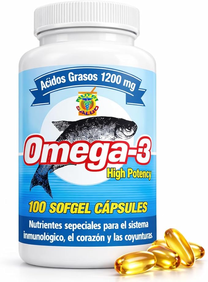 Omega 3 Capsulas de Alta Potencia. Set de 2 frascos con 100 capsulas c/u. para las arterias coyunturas bajar el colestereol malo. Tratamiento para 6 Meses.
