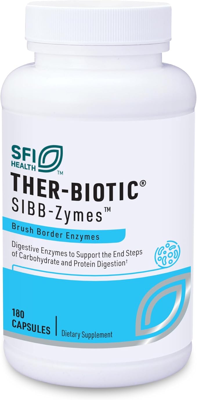 SFI Health Klaire Labs Sibb-Zymes Brush Border Digestive Enzymes for Digestion - Peptidase/Protease Enzymes Complex - Supports Optimal Carb &amp Protein Digestion - Gluten Free (180 Capsules)
