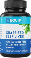 Equip Foods Grass-Fed Beef Liver | Natural Desiccated Beef Liver Supplement | Support Heart Health Brain Function Digestion Metabolism Immunity Detoxification | 180 Capsules 30 Servings