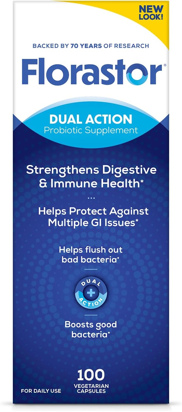 Florastor Probiotics for Digestive and Immune Health 100 Capsules Probiotics for Women &amp Men Helps Flush Out Bad Bacteria Boosts The Good with Our Unique Strain Saccharomyces Boulardii