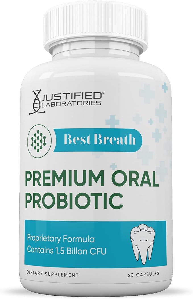 Justified Laboratories (2 Pack) Best Breath 1.5 Billion CFU Probiotic Oral Support 120 Capsules