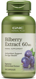 GNC Herbal Plus Bilberry Extract Supplement Vegetarian Supports Eye and Health 100 Servings