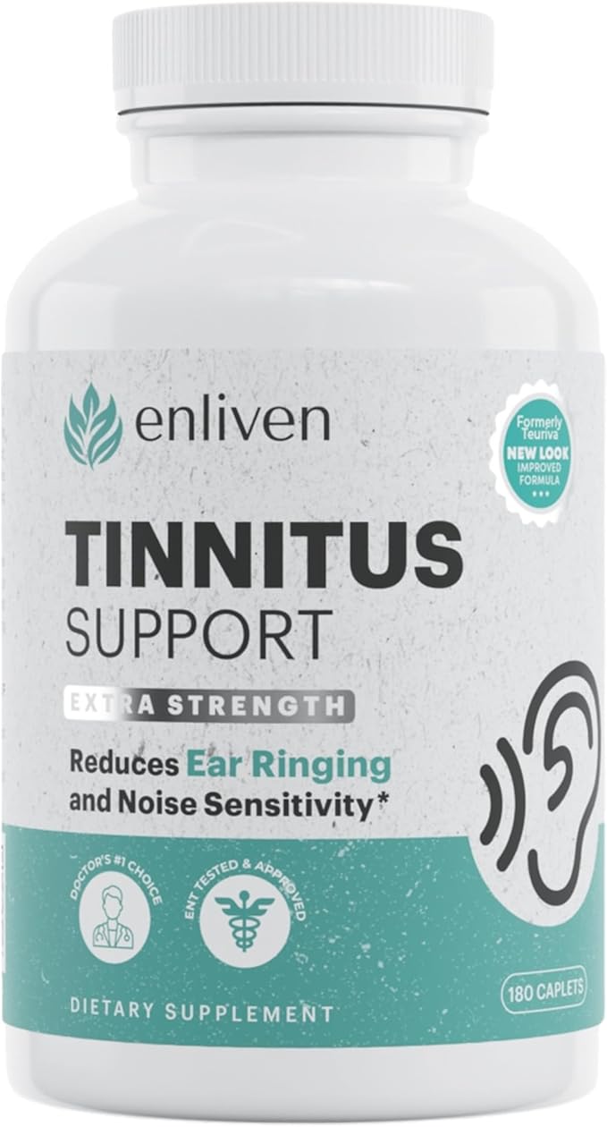 Tinnitus Relief Pills for Ear Ringing – Ear Tinnitus Relief for Ringing Ears with Flavonoids B12 &amp Inositol – for Pain in Ears &amp Health Support – 180 Caplets – Daily Ear Ringing Relief Supple