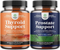 Bundle of Herbal Thyroid Support Complex - Potent Kelp Iodine with L Tyrosine Bladderwrack Selenium Ashwagandha and Herbal Prostate Supplement for Men - Saw Palmetto Extract Beta Sitosterol Green Tea