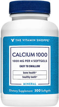 The Vitamin Shoppe Calcium 1000MG - Bone Strength Teeth Health &amp Muscle Function Support Daily Mineral (300 Softgels)