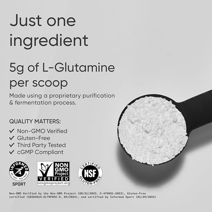 Sports Research L-Glutamine - Workout Recovery Immune Health &amp Gut Health Support - 5 G Per Serving - 17.64 Oz