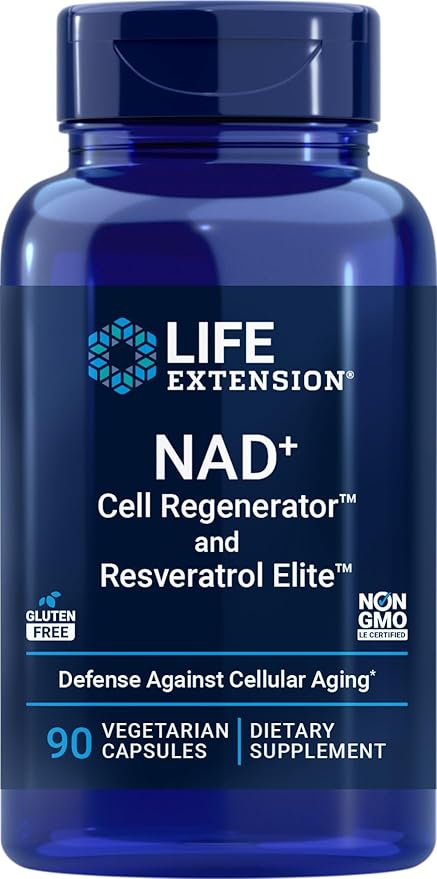 Life Extension NAD+ Cell Regenerator and Resveratrol Elite 90 Veg Caps