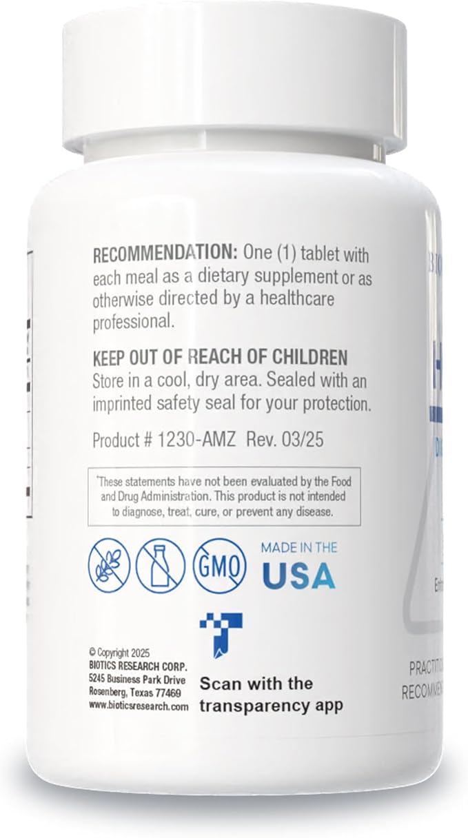 Biotics Research HCl Plus™ Supplies Betaine Hydrochloride Pepsin Glutamic Acid and More Supports Healthy Digestion 90 Tabs