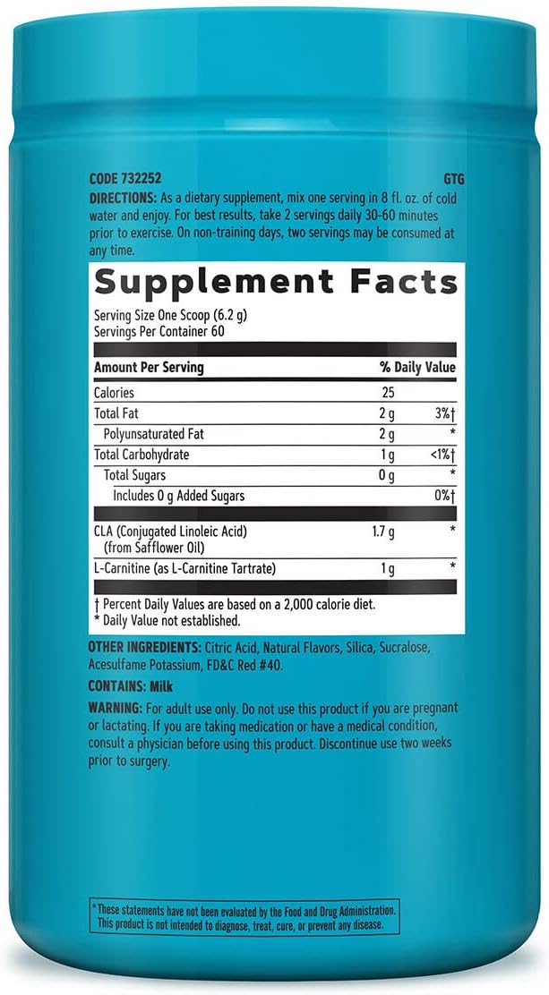 GNC Total Lean CLA + Carnitine | Improves Body Composition and Fuels Muscle Recovery Stimulant Free and Sugar Free | Berry Sorbet | 60 Servings