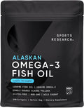 Sports Research Triple Strength Omega 3 Fish Oil - Burpless Fish Oil Supplement w/EPA &amp DHA Fatty Acids from Wild Alaskan Pollock - Heart Brain &amp Immune Support for Men &amp Women - 1250 mg