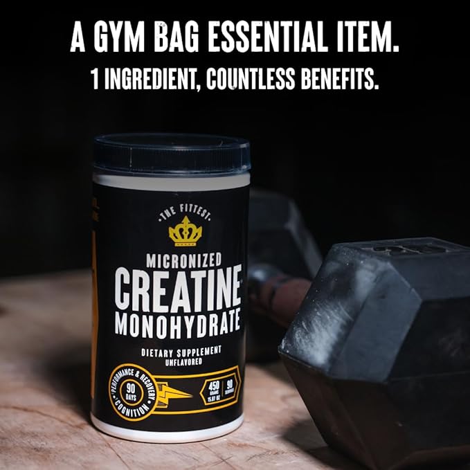 The Fittest Creatine Monohydrate Powder – Unflavored Pure 100% Micronized Creatine Monohydrate – Muscle Strength Focus Power &amp Recovery Support