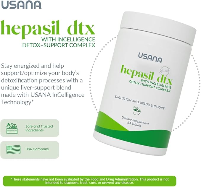 USANA - Hepasil DTX with InCelligence - Support Complex for Comprehensive Health Protection Wellness &amp Vitality - 84 Tablets (28-Day Supply)