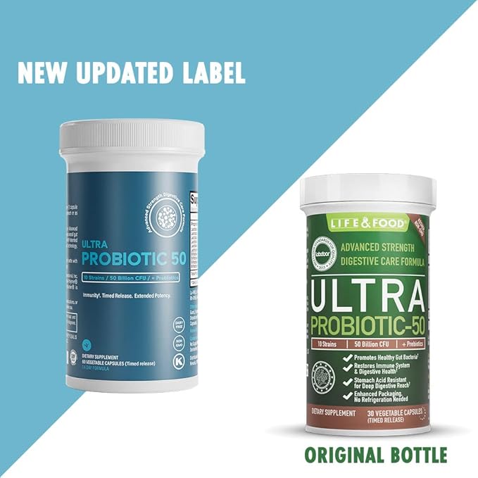 Prebiotics &amp Probiotics 50 Billion CFU for Women &amp Men - Time-Release Bifidobacterium Lactobacilli Probiotics for Digestive Health Bloating Relief USA-Made Kosher Live Probiotics with Sunfi