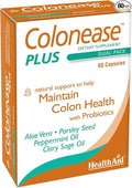 HealthAid ColonEase Plus – Herbal Digestive Support with Probiotics | Aloe Vera Peppermint Oil Clary Sage Oil &amp Parsley Seed | 60 Vegetarian Capsules