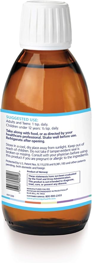 PRN DE Omega Benefits Liquid Supplement - 10 oz 60-Day Supply - Re-Esterified Omega 3 Triglyceride Form with 1680mg EPA 560mg DHA &amp Vitamin D for Dry Eye Support