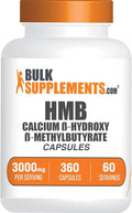 BulkSupplements.com HMB Capsules - as Calcium HMB Supplement Beta-Hydroxy Beta-Methylbutyrate - Gluten Free 6 Capsules per Serving (3000mg) 360 Count (Pack of 1)