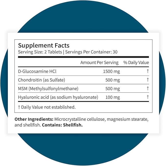 Pattern Wellness Glucosamine Chondroitin Complex with MSM &amp Hyaluronic Acid – Supports Joint Cartilage &amp Flexibility Health – 60 Tablets