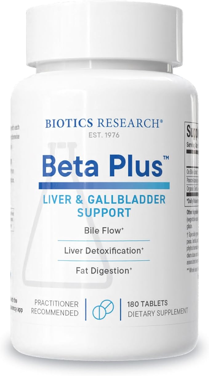 Biotics Research Beta-Plus™ Nutritional Ox Bile Salts Digestive Enzymes Supplement For Bile Production For No Gallbladder-Supports Overall Liver Function Aids Fat Digestion Supplies Betaine 180 Tabs