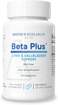 Biotics Research Beta-Plus™ Nutritional Ox Bile Salts Digestive Enzymes Supplement For Bile Production For No Gallbladder-Supports Overall Liver Function Aids Fat Digestion Supplies Betaine 180 Tabs