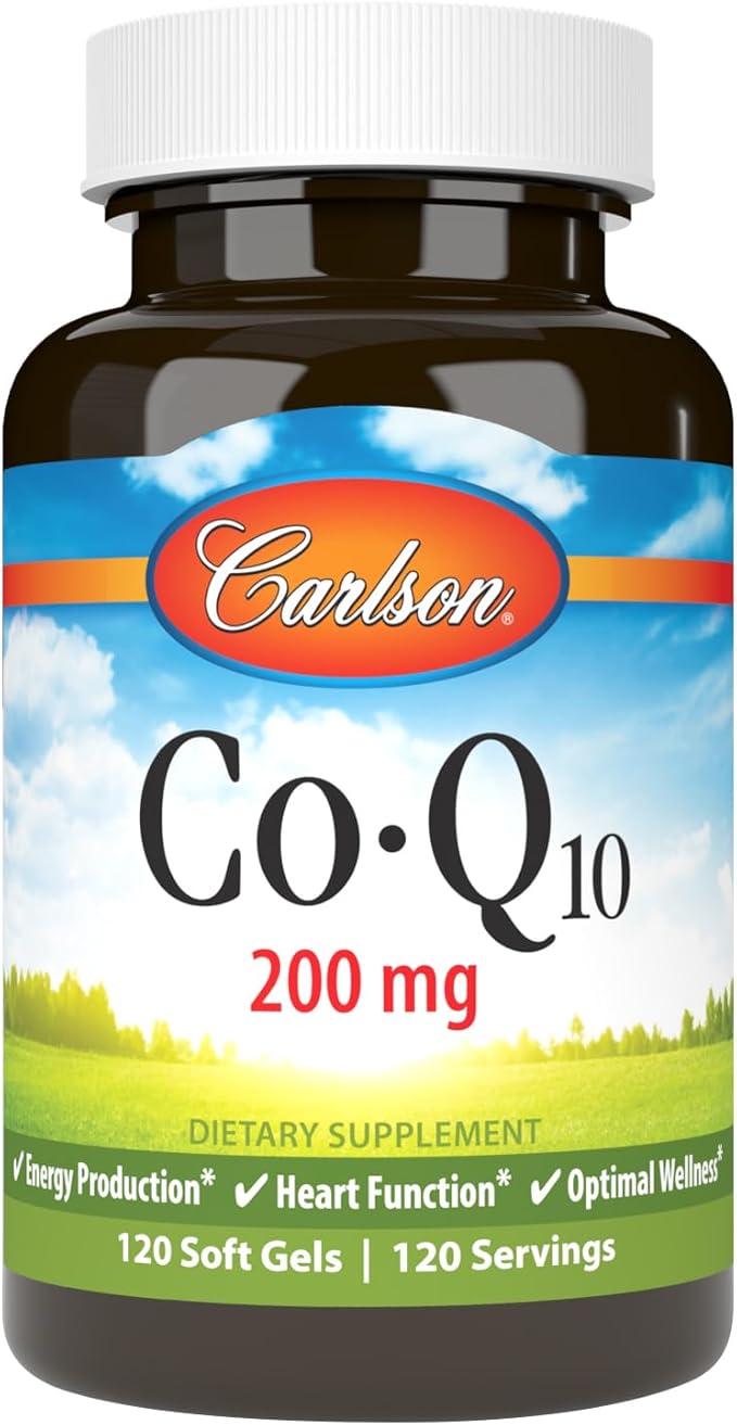 Carlson - Co-Q10 Co-Enzyme Q10 200 mg Energy Production &amp Heart Function 120 Softgels