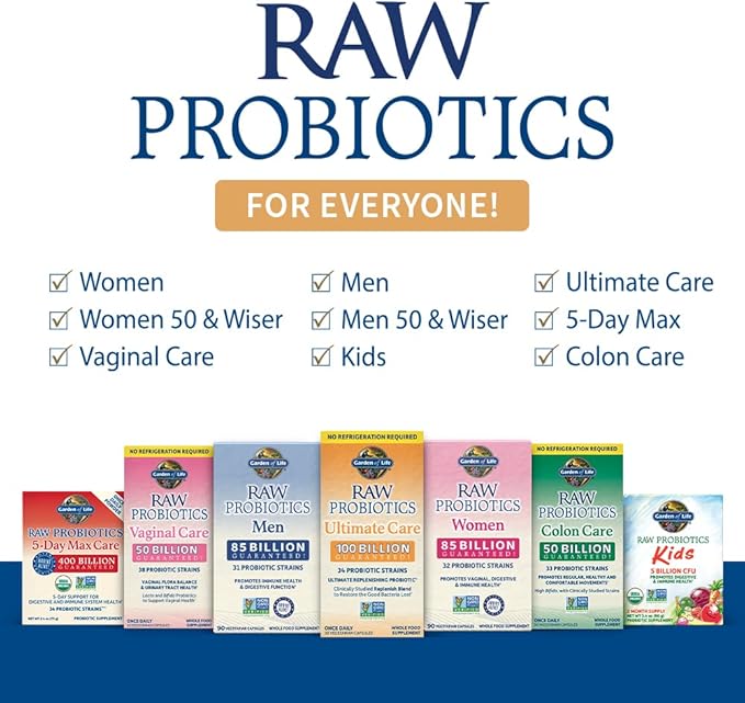 Garden of Life Raw Probiotics Vaginal Care - 50 Billion CFU - 38 Probiotic Strains - Supports Vaginal &amp Urinary Tract Health - Shelf Stable - 30 Vegetarian Capsules