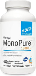 XYMOGEN Omega MonoPure 1300 EC - Heart &amp Brain Support - DHA &amp EPA Omega-3 Fish Oil - Monoglyceride High Absorption Softgels - Enteric Coated - 60 Softgels