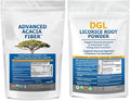 Advanced Acacia Fiber Powder Bundle 2.5 Ibs (40oz) Soluble Fiber Leaky Gut Repair Powder + DGL Licorice Supplement: Stomach Relief Leaky Gut Repair DGL Powder for Digestive Restoration Acid Relief