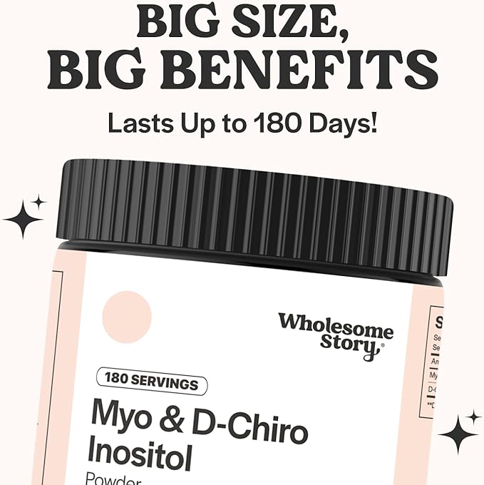 Myo-Inositol &amp D-Chiro Inositol Supplement Powder for Women | Hormonal Balance &amp Healthy Ovarian Function Support | Vitamin B8 | Great Alternative to Capsules | 40:1 Ratio | 180 Servings