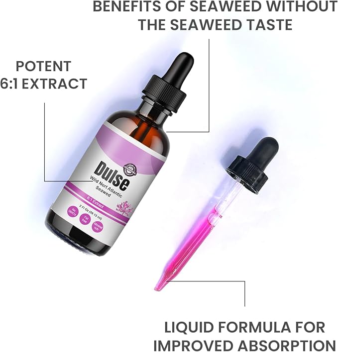 VitaminSEA North Atlantic Dulse Extract 30 Servings Raw Liquid Seaweed Supplement Drops Made from Maine Coast Atlantic Dulse (2 Oz)