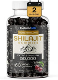 Shilajit Gummies for Men Women Pure Himalayian Extra Strenght 50000 Resin for Metabolism Support Ashwagandha Siberian Chaga | 2 Months Supply Vegan Keto Friendly Cherry 60 Gummies